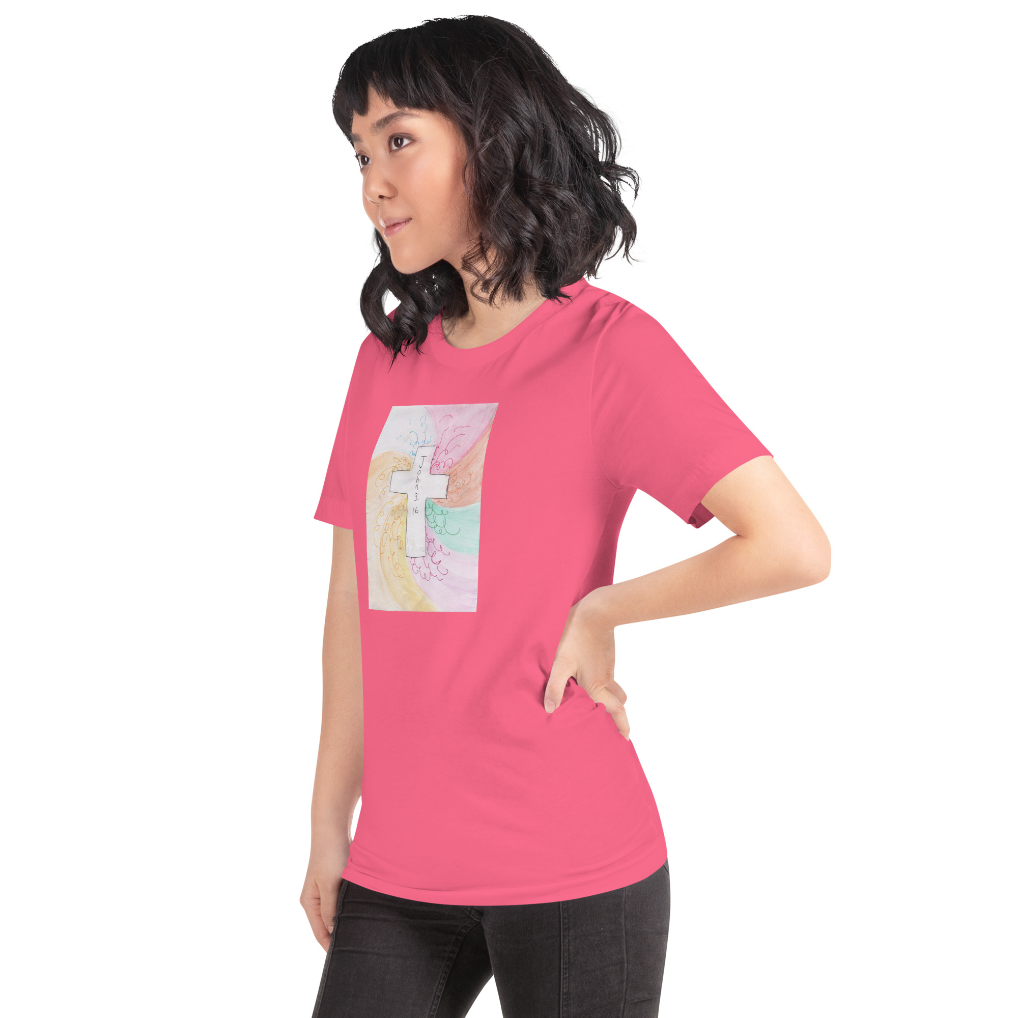 Unisex Staple T Shirt Charity Pink Left Front 6aade35341eff.jpg