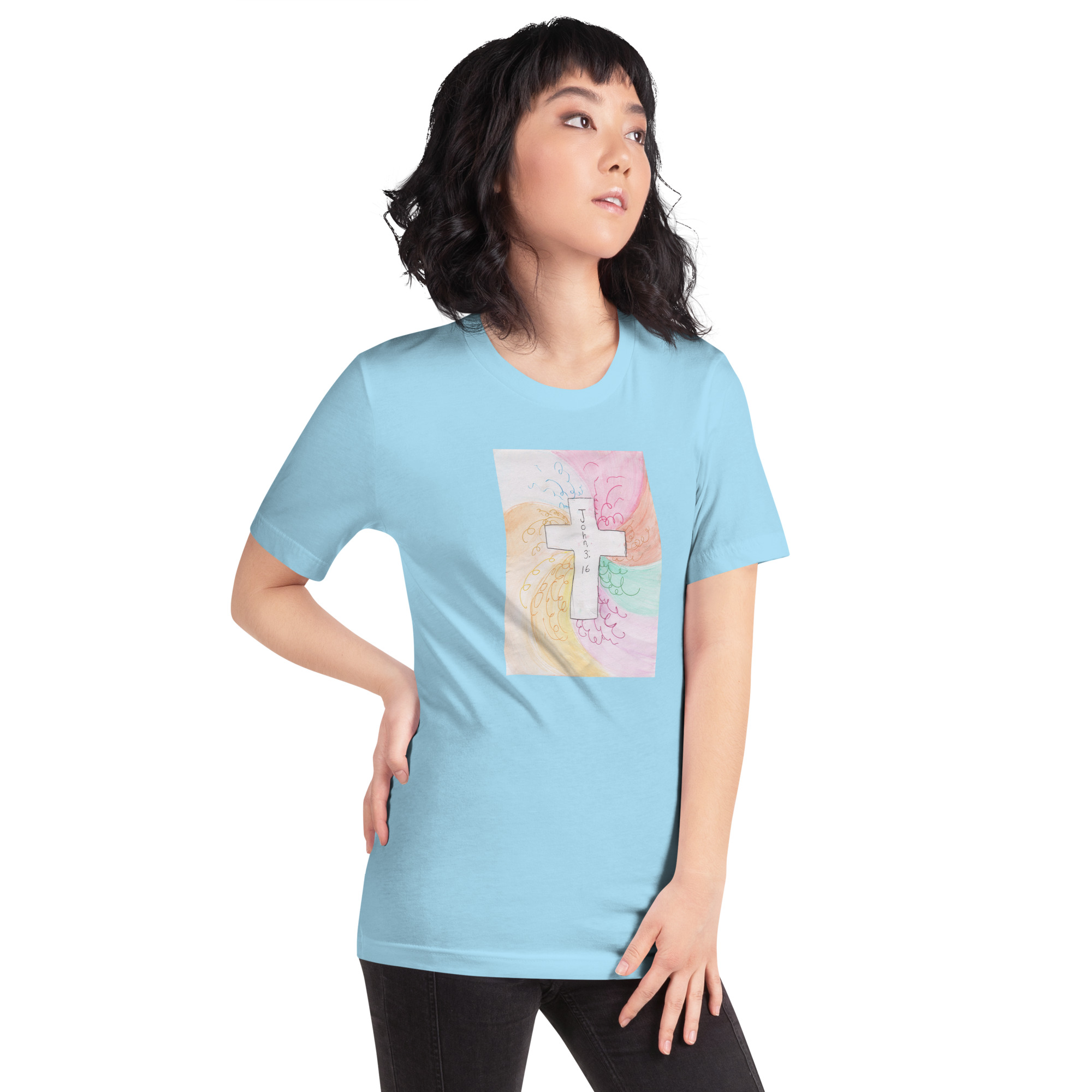 Unisex Staple T Shirt Ocean Blue Right Front 6aade35343589.jpg
