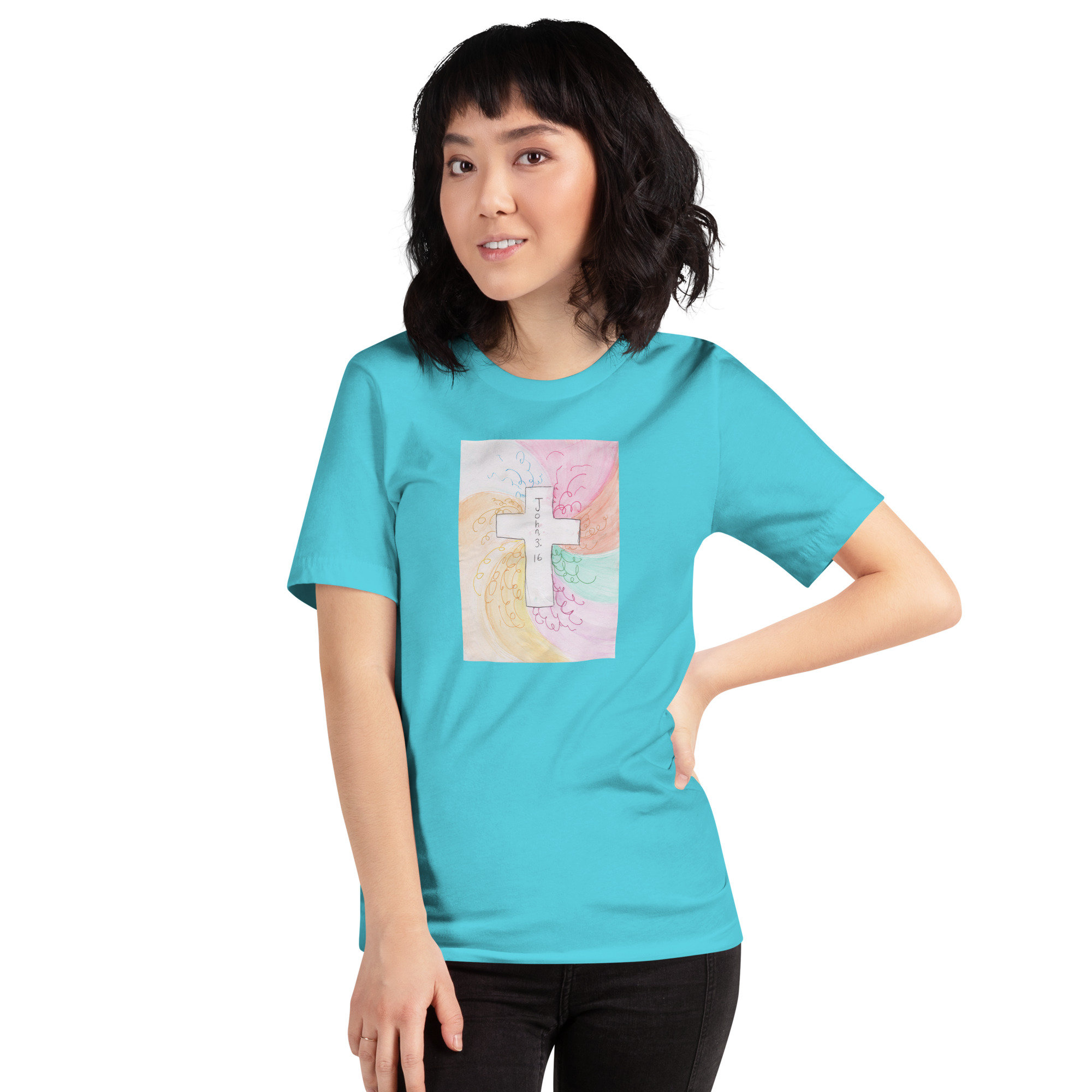Unisex Staple T Shirt Turquoise Front 6aade3533fb90.jpg