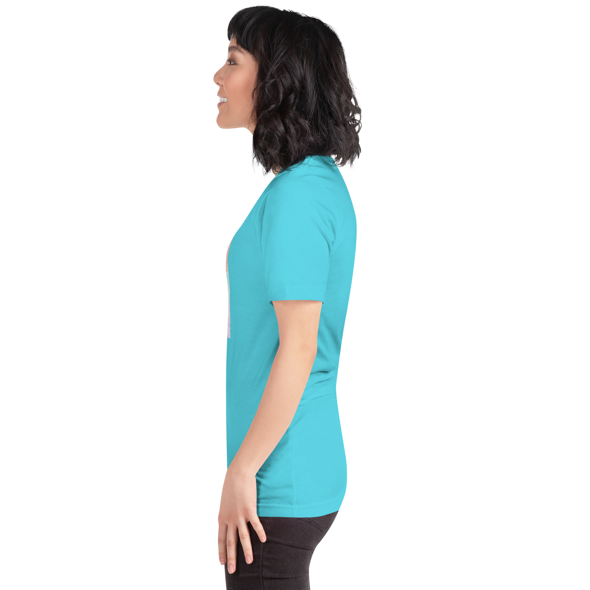 Unisex Staple T Shirt Turquoise Left 6aade35341340.jpg