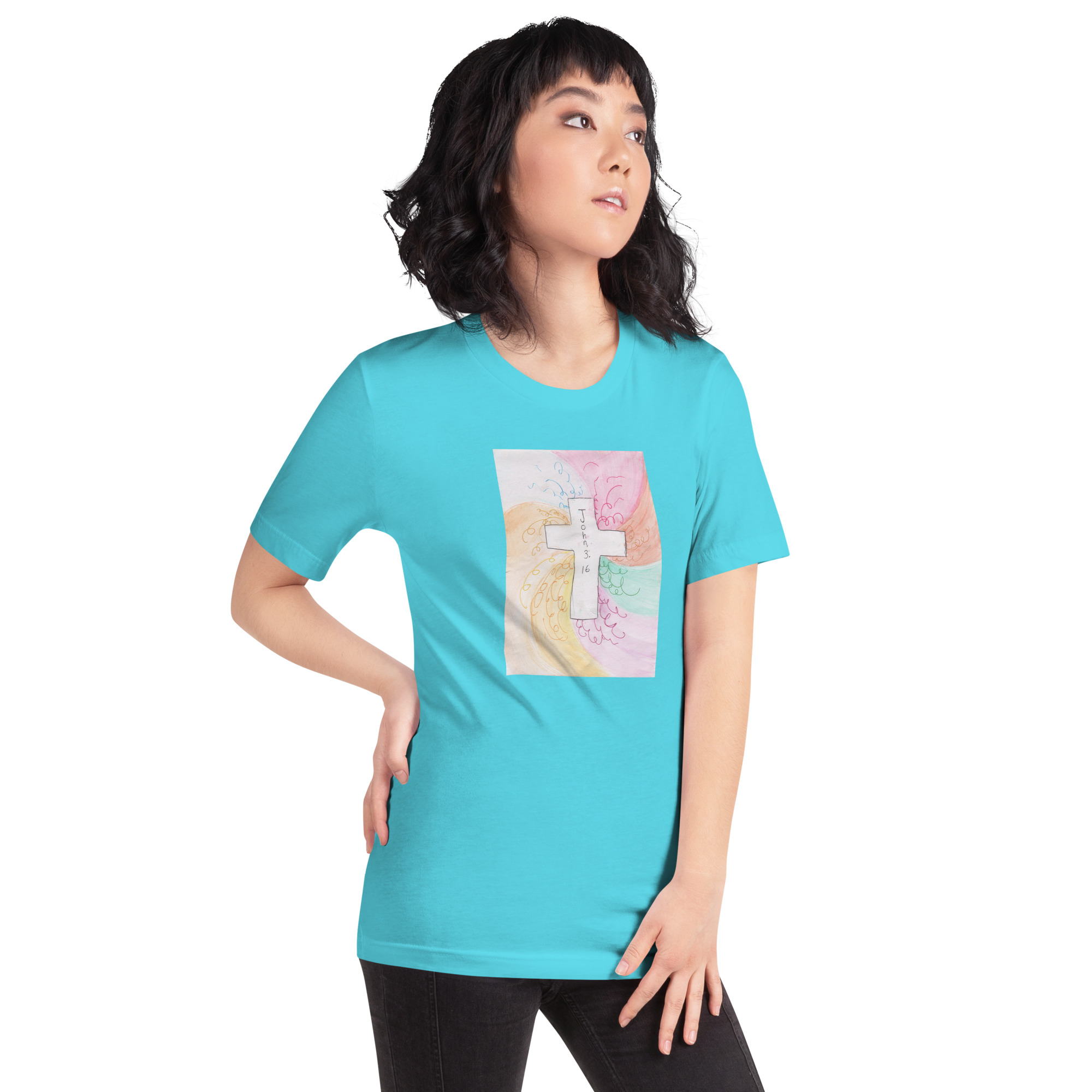 Unisex Staple T Shirt Turquoise Right Front 6aade35343656.jpg